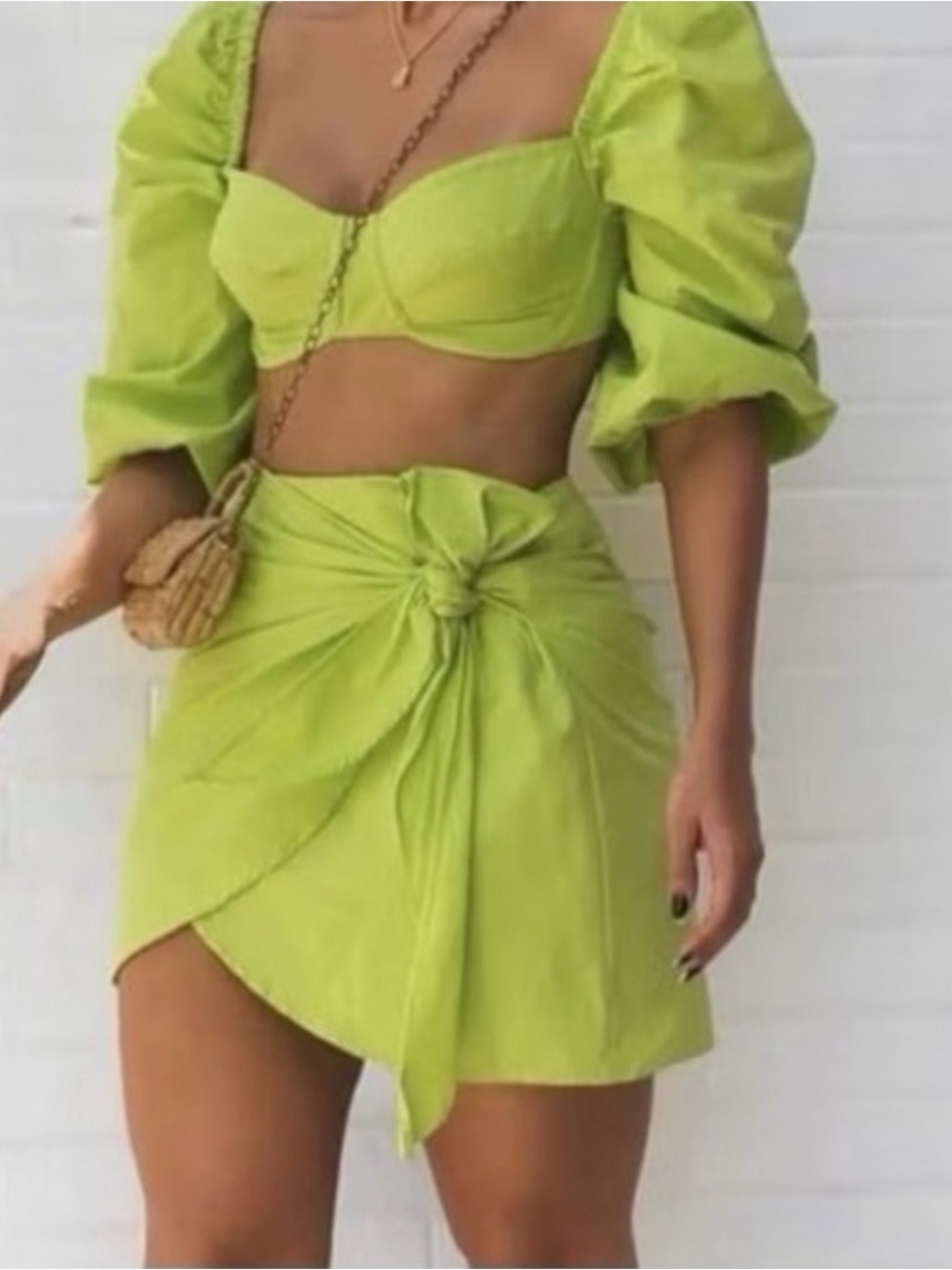 Knot-Front Mini Skirt and crop top set summer vibes